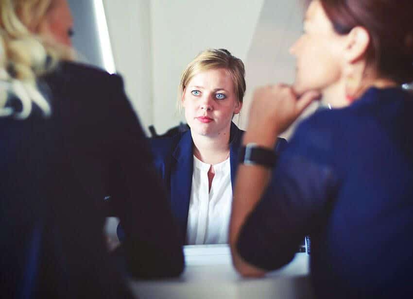 Women discussing issue